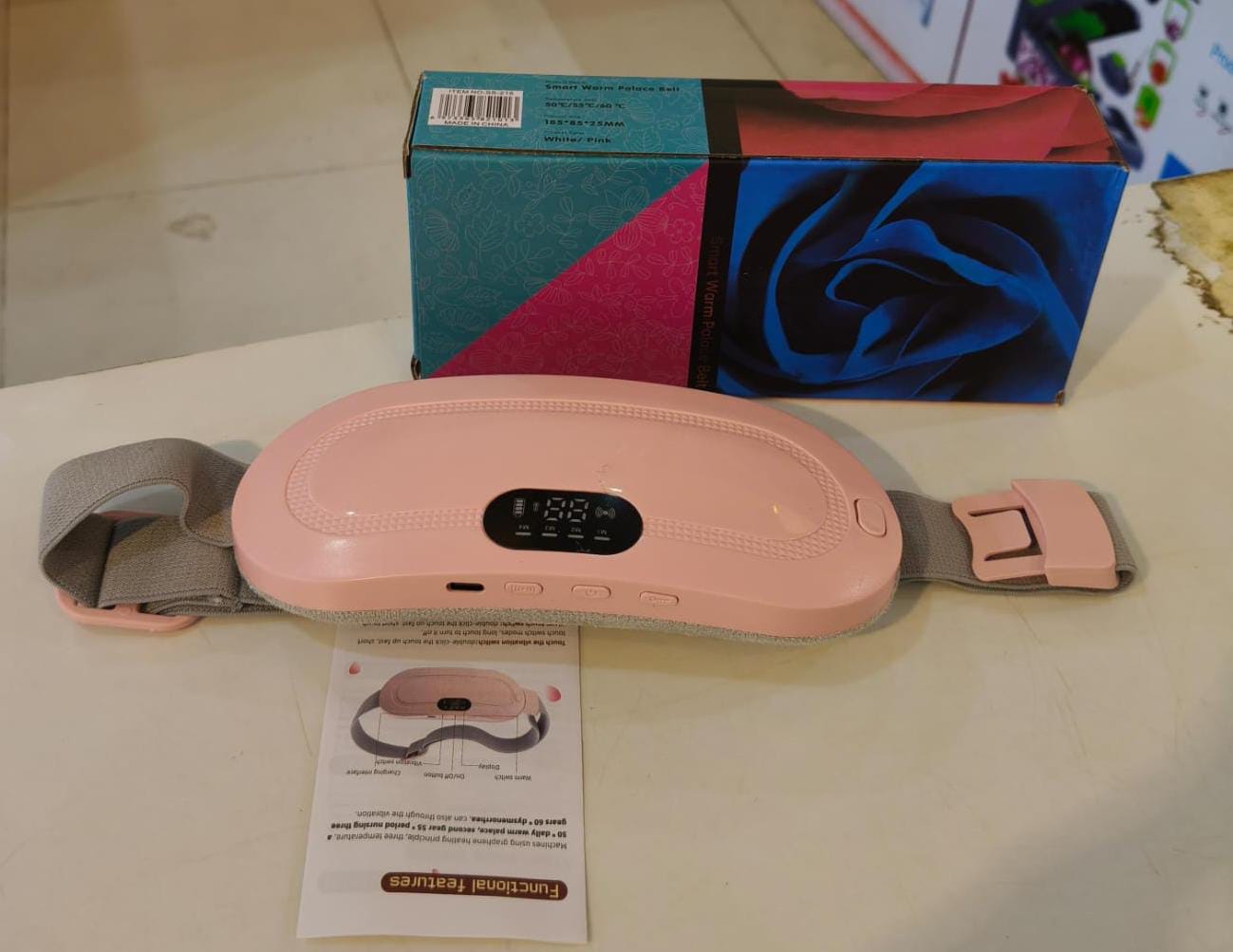 Electric Period Cramp Massager Heating Belt – USB Rechargeable Menstrual Pain Relief Waist & Stomach Warmer for Women