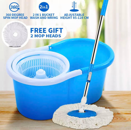 Spin Mop - Easy Spin Magical Mop Set 360 Degree Microfiber Mop Head Home Clean Tools Microfiber