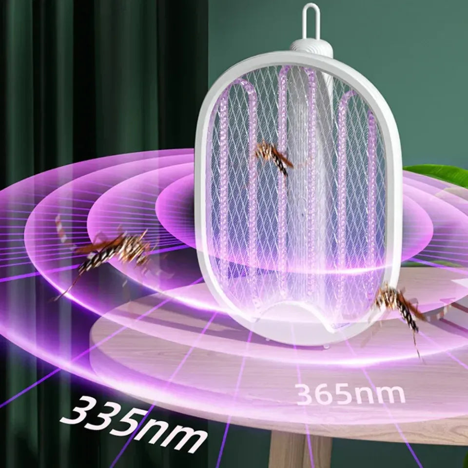 Foldable Mosquito Killer Racket Trap Rechargeable Bug Zapper Racket