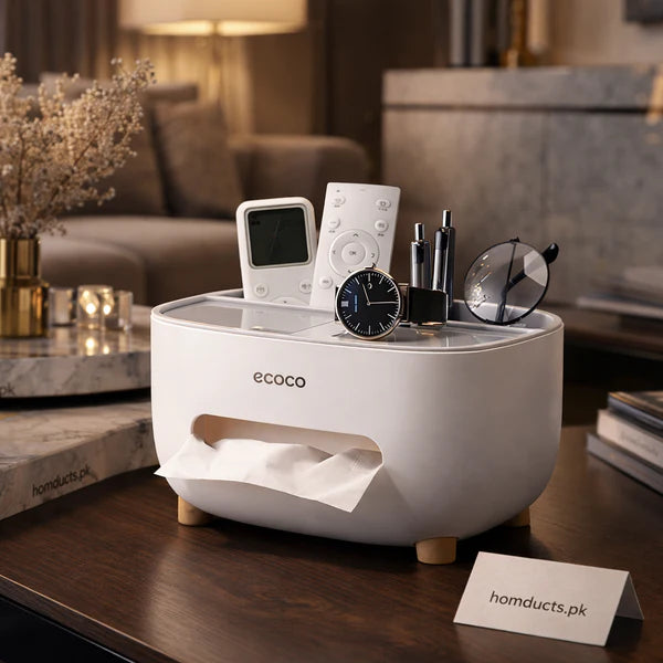 ECOCO Multi Functional Desk Storage Box Remote Control Case Cosmetic Organizer Holder Suction Paper Tissue Box