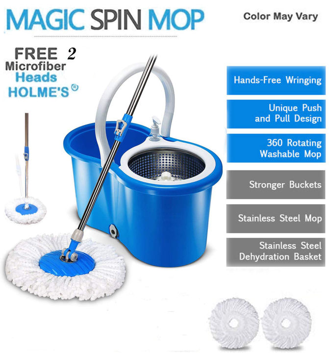 Spin Mop - Easy Spin Magical Mop Set 360 Degree Microfiber Mop Head Home Clean Tools Microfiber
