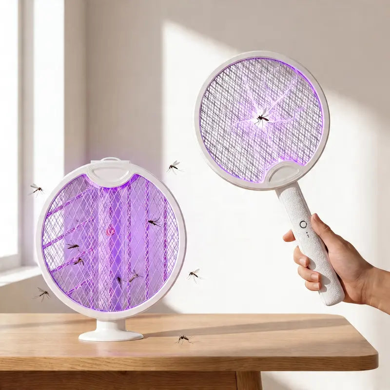 Foldable Mosquito Killer Racket Trap Rechargeable Bug Zapper Racket